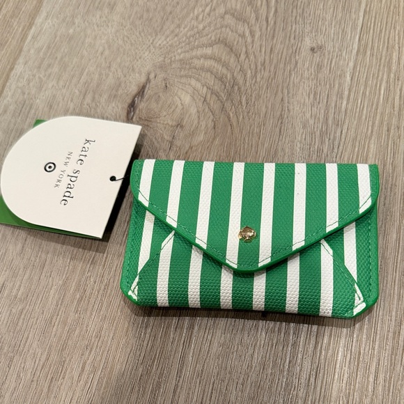 kate spade Handbags - NWT Kate Spade x Target Striped Green and White Card Pouch Wallet